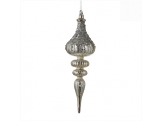 Ornament "Drop", H32*D9cm, Silver, 1pcs