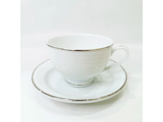 "Simplicity Thick Edge Platinum" Cana ceai cu farfurioara 253 ml, 1set.