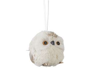 Ornament "Owl", White, d8cm, 1buc