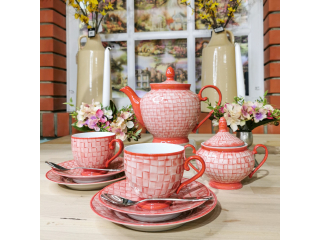 "Hand Painted Red" Set de ceai, 22 piese