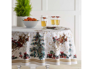 Fata de masa Christmas Sanie cu cerbi, D-229 cm,1 buc