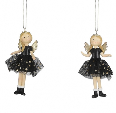  Ornament "Ballerina", black, h10cm,  1buc, Decor Christmas, 