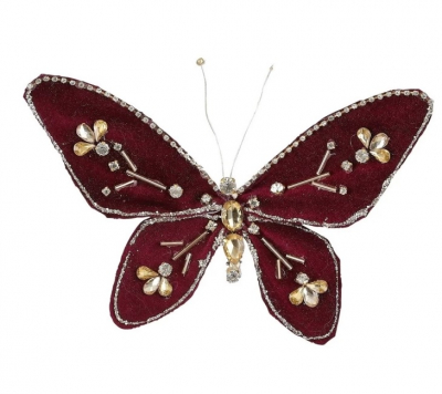 Clama "Butterfly",red, l16w20h cm, 1 pcs., Decor Christmas, 