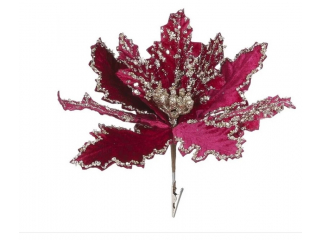 Clama "Poinsettia", bordeaux, l22w24h10 cm, 1 pcs.