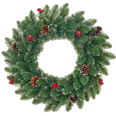Coronita "Creston", berry green frosted, d45 cm, 1 buc, Decor Christmas, 