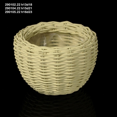 Cos impletit H16 D23 Lt.Yellow, 1 buc, Vase, ghiveciuri, coşuri , 