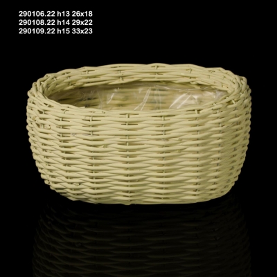 Cos impletit oval H13 26x18 LT.Yellow, 1 buc, Vase, ghiveciuri, coşuri , 