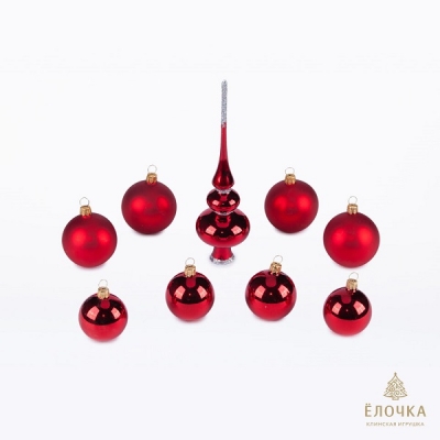 Set decor brad "Ulibka", 9 pcs (8boluri+1virf), Set-globulete, 