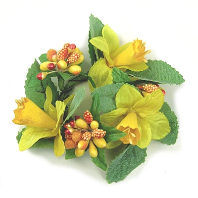 Coronita "Narcis" (S). Yellow/green 1 buc, Coronite  artificiale, 