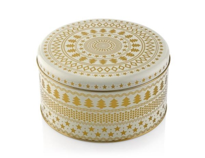 "Holidays" Cutie din metal, Beige/Gold, d-22 cm, 1 buc, Christmas Collection , 