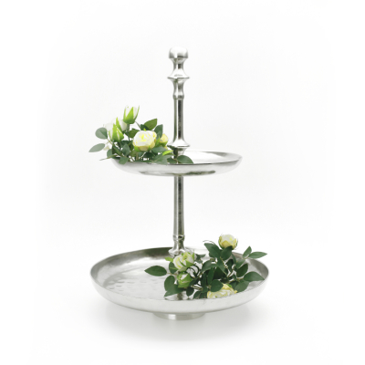 Etajera din inox cu 2 nivele 7*35 cm, 1 buc, Vase pentru fructe și desert, 