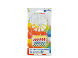 Set lumânări "Birthday" 24 bucăți + 12 suporturi