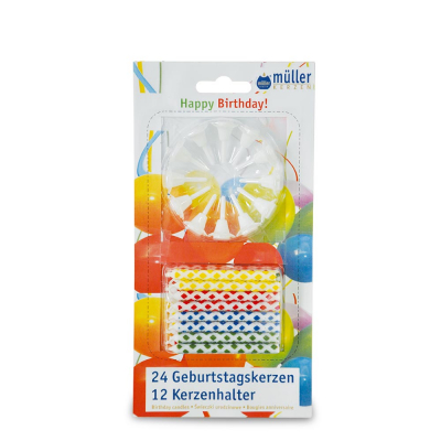 Set lumânări "Birthday" 24 bucăți + 12 suporturi, Holidays, 