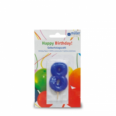  Lumânare "Birthday" cifra 8 , 1 buc, Holidays, 