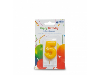 Lumânare "Birthday" cifra 5 , 1 buc