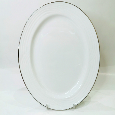 "Simplicity Thick Edge Platinum" Platou oval 35*26 cm, 1 buc., Farfurii ,platouri, 