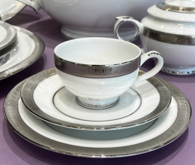 "Greek Key Platinum" Set de cafea p/u 6 pers., 23 pcs., Seturi de cafea pentru 6 persoane , 