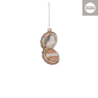 Ornament "Powder box", pink, h11cm,  1buc, Decor Christmas, 