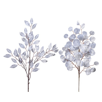 Creanga "Glitter", silver, h72cm, 1 pcs, Ghirlande și coronițe artificiale, 