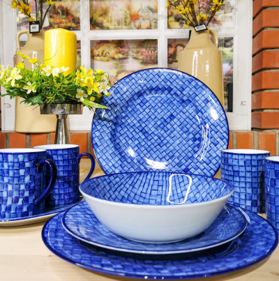 "Hand Painted Blue" Set de masa, 25 piese, Servicii de masă pentru 6 persoane , 