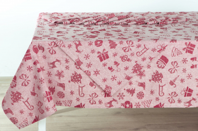 Fata de masa cu 12 servetele "Anul Nou" , rosie 150*300 cm, 1 buc, Christmas Collection , 