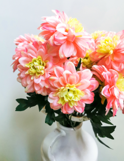 Floare artificiala "Dalia" h45cm,pinkcream,1 buc., Flori artificiale, 