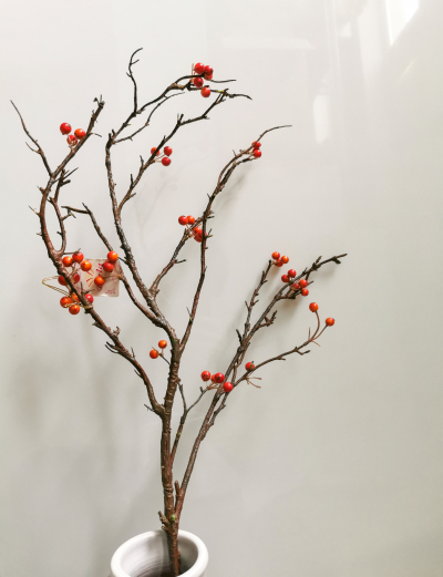 Creanga artificiala "Bacche" Orange H89, 1 buc, Flori artificiale, 