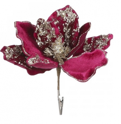 Clama "Magnolia", bordeaux, l21w20h10 cm, 1 pcs., Decor Christmas, 