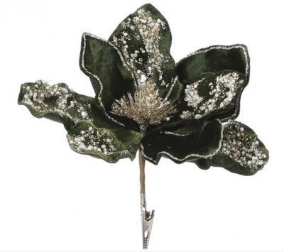 Clama "Magnolia", verde, l21w20h10 cm, 1 pcs., Decor Christmas, 