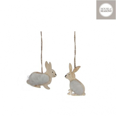 Decor de agatat "Rabbit" 2ASS White L6.5xW9cm, 1 buc, Decor de Paste, 
